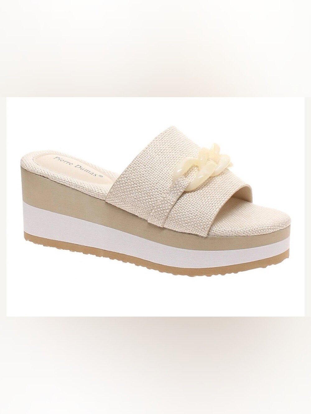 Pierre Dumas Beige Cream Wedge Slide